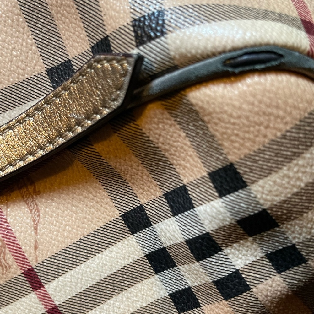 Burberry Tan and Black Plaid Tote Bag - Picture 11 of 15